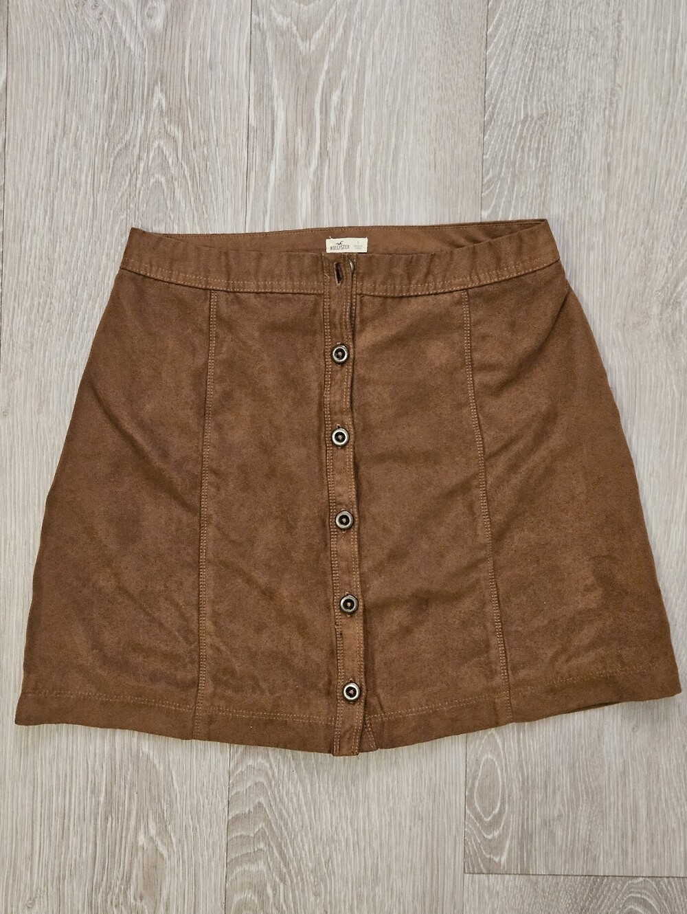 Hollister Faux Suede Brown Button-Front Mini Skirt